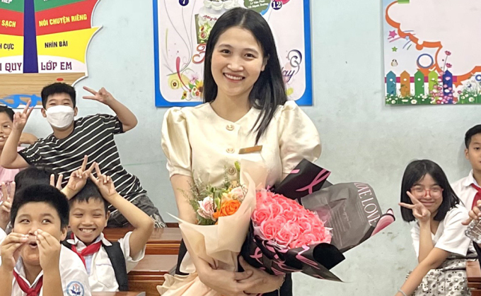 Ms. Nguyen Thanh Tu, homeroom teacher of class 5A7, Hoan Son Primary School, Bac Ninh. Photo: Provided by the character