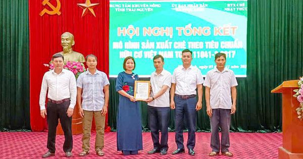 Octroi d'un certificat de modèle de production de thé biologique à la coopérative de thé Nhat Thuc