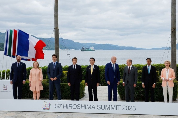 Die Staats- und Regierungschefs der EU und der G7 in Hiroshima am 20. Mai. Foto: Reuters