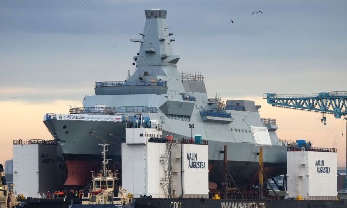 HMS Glasgow frigate at the shipyard. Photo: Sky News