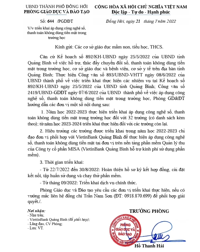 Bị 'tố' ra văn bản ưu ái cho ngân hàng, Trưởng phòng GD-ĐT TP.Đồng Hới nói gì? - Ảnh 2.