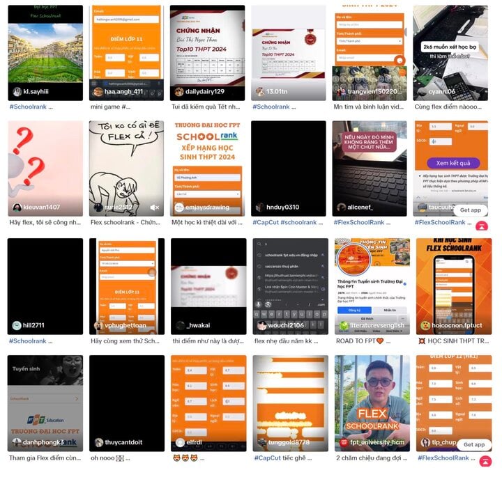 全国から何百ものエントリーがあるTikTokのハッシュタグ#FlexSchoolRank。 （出典：TikTok）
