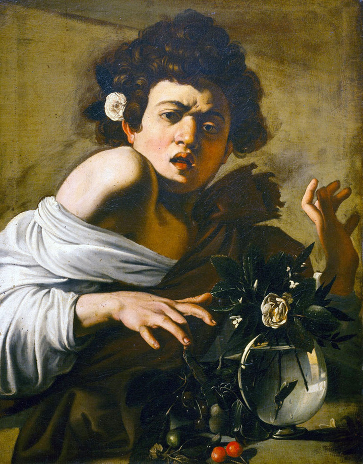 The painting 'Boy Bitten by a Lizard' was completed in 1596.