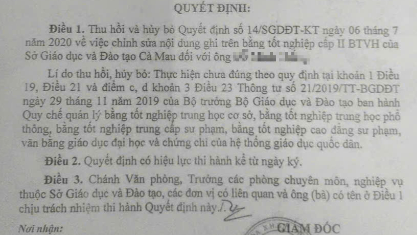 Hủy bỏ quyết định chỉnh năm sinh của một cán bộ thị xã ở Bạc Liêu- Ảnh 2.