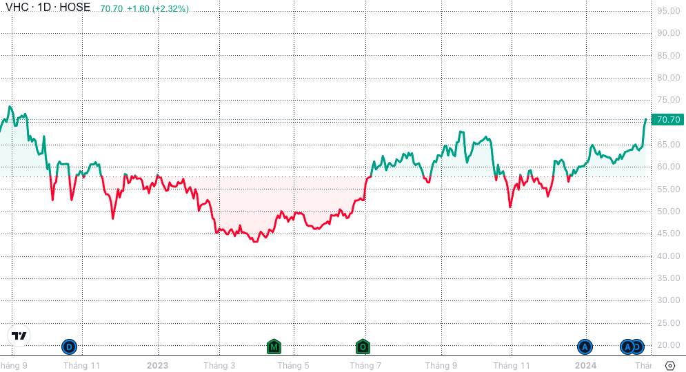 Cổ phiếu VHC “bà trùm” thủy sản Vĩnh Hoàn bật tăng lại vùng cao nhất 16 tháng- Ảnh 1.