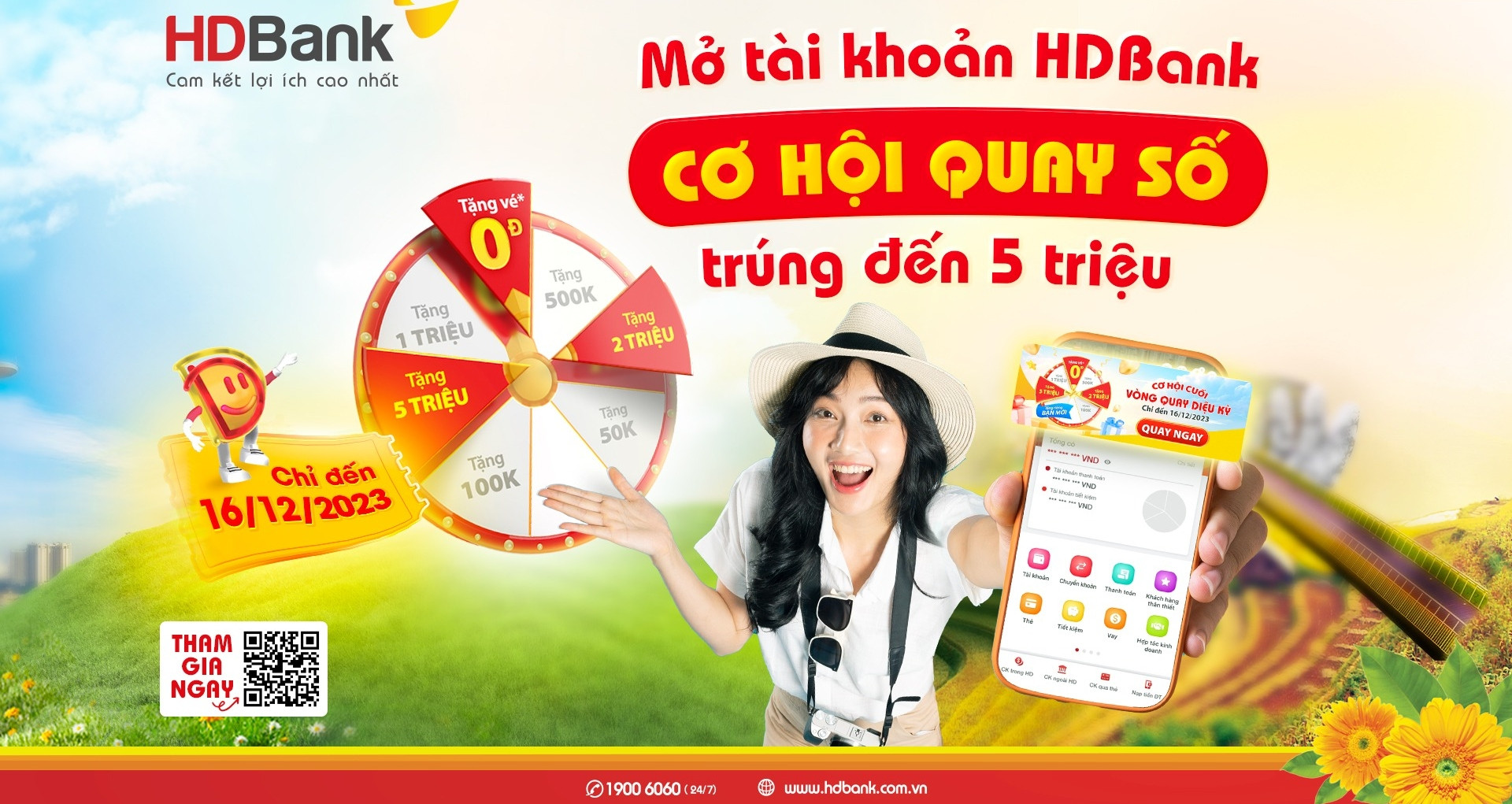 បើកគណនី HDBank ស្វែងរកឱកាសដើម្បីទទួលបានប្រាក់បង្វិលសង 5 លាន និងការលើកទឹកចិត្តទ្វេដង