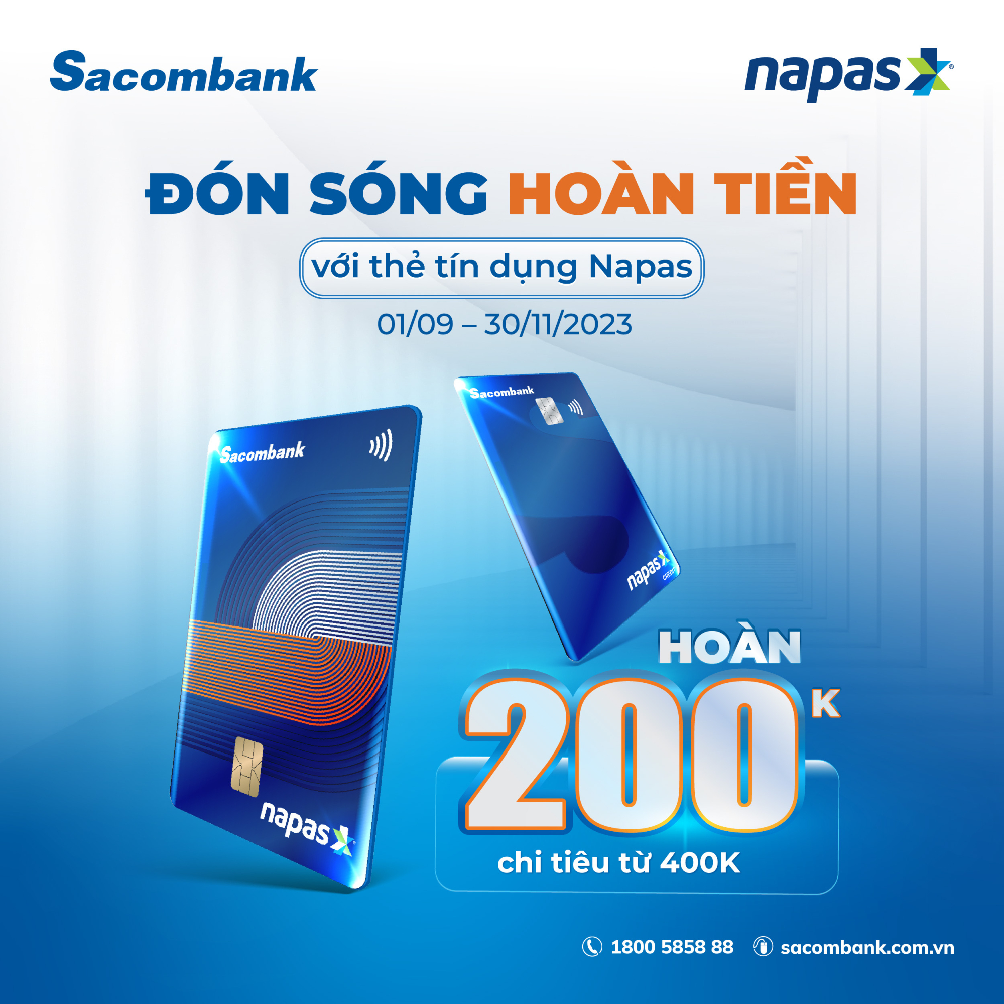 Get 200,000 VND cashback when opening and paying with Napas Sacombank domestic credit card image 1