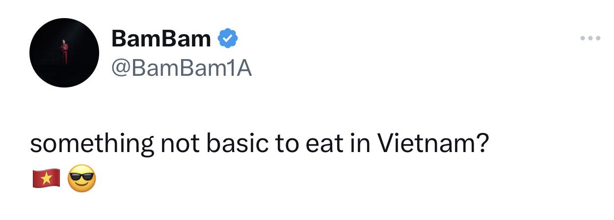 BamBam a interrogé la communauté en ligne sur les plats uniques du Vietnam. Photo : Capture d'écran