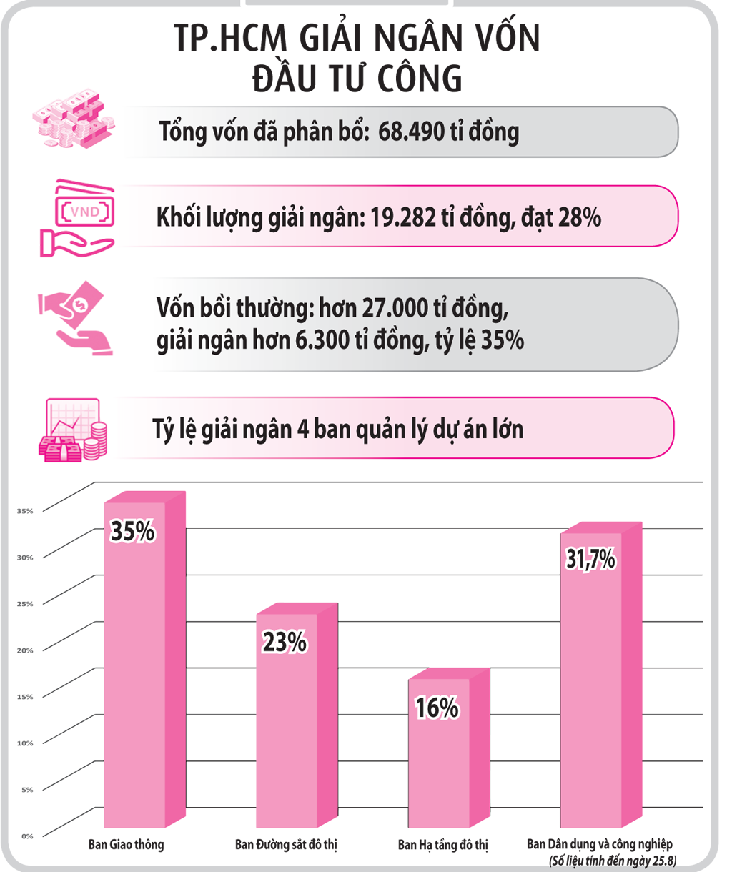 Giải ngân đầu tư công vẫn chậm, TP.HCM tiếp tục thúc đẩy - Ảnh 2.