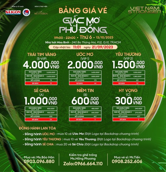 Các hạng vé đang mở bán trong đêm nghệ thuật truyền cảm hứng &quot;Giấc mơ Phù Đổng&quot; ảnh 2