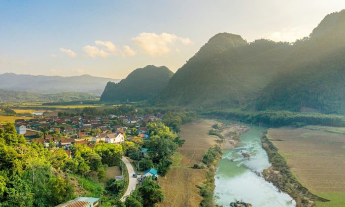 Le village de Tan Hoa vu d'en haut.