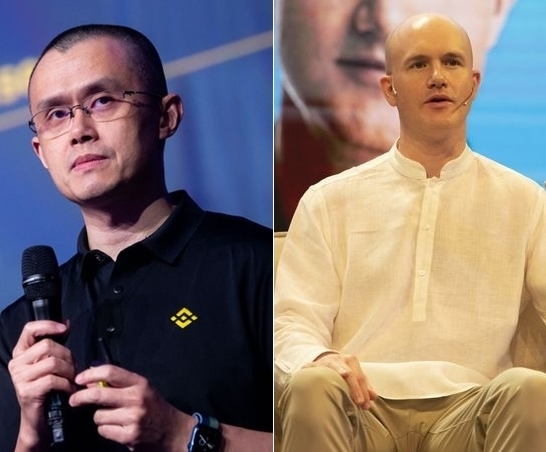 Changpeng Zhao (left) and Brian Armstrong. Photo: Bloomberg