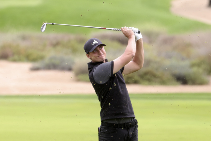 Ludwig Aberg, bevor er Profi wurde, beim Dubai Desert Classic 2023 im Emirates Golf Club, Dubai, am 27. Januar 2023. Foto: AFP