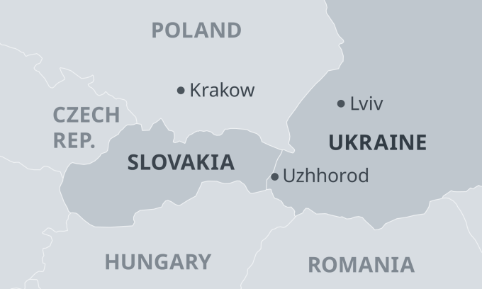 Location of the two neighboring countries Slovakia and Ukraine. Graphics: DW