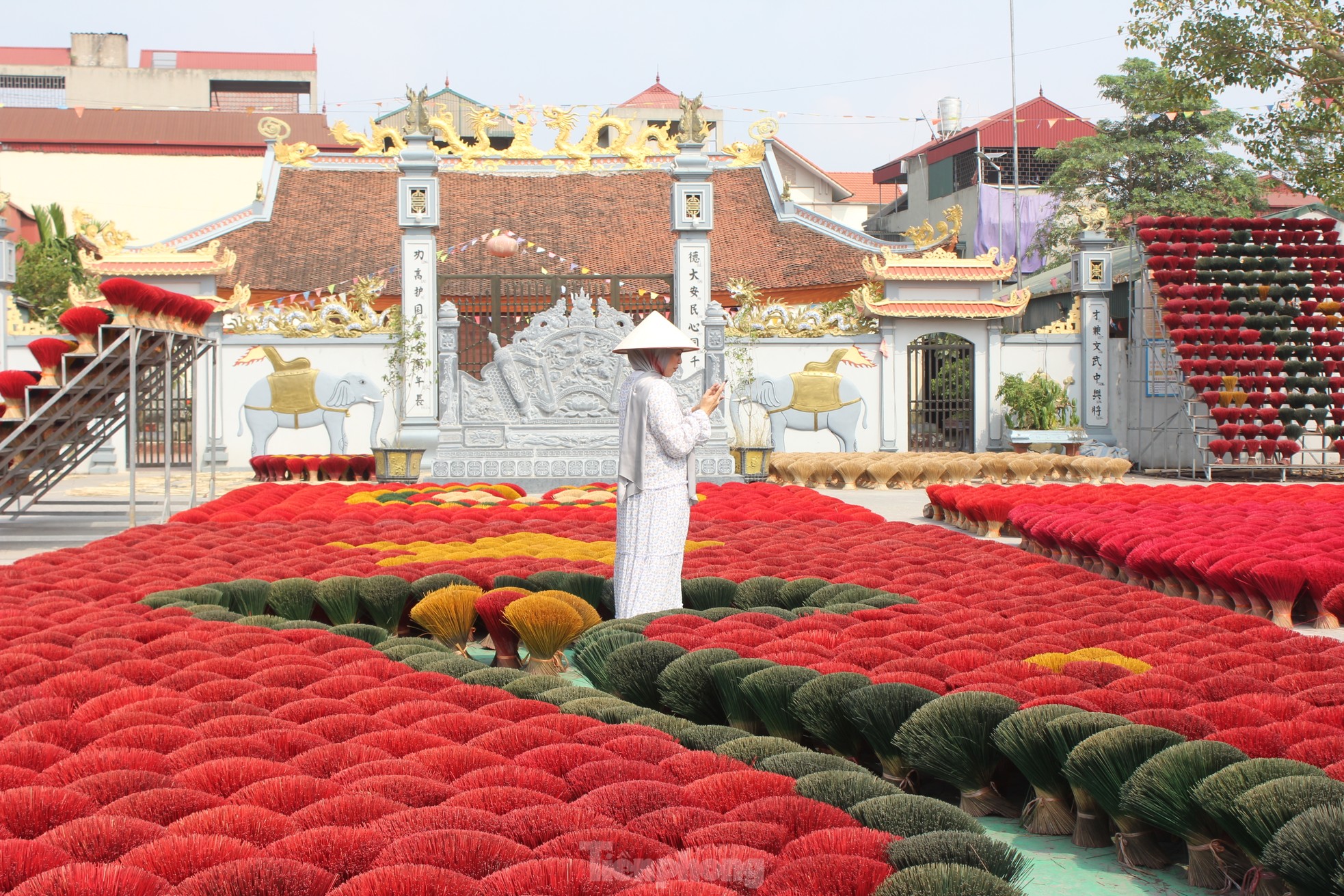 Los visitantes internacionales disfrutan del registro en el famoso pueblo del incienso en Hanoi (foto 3)