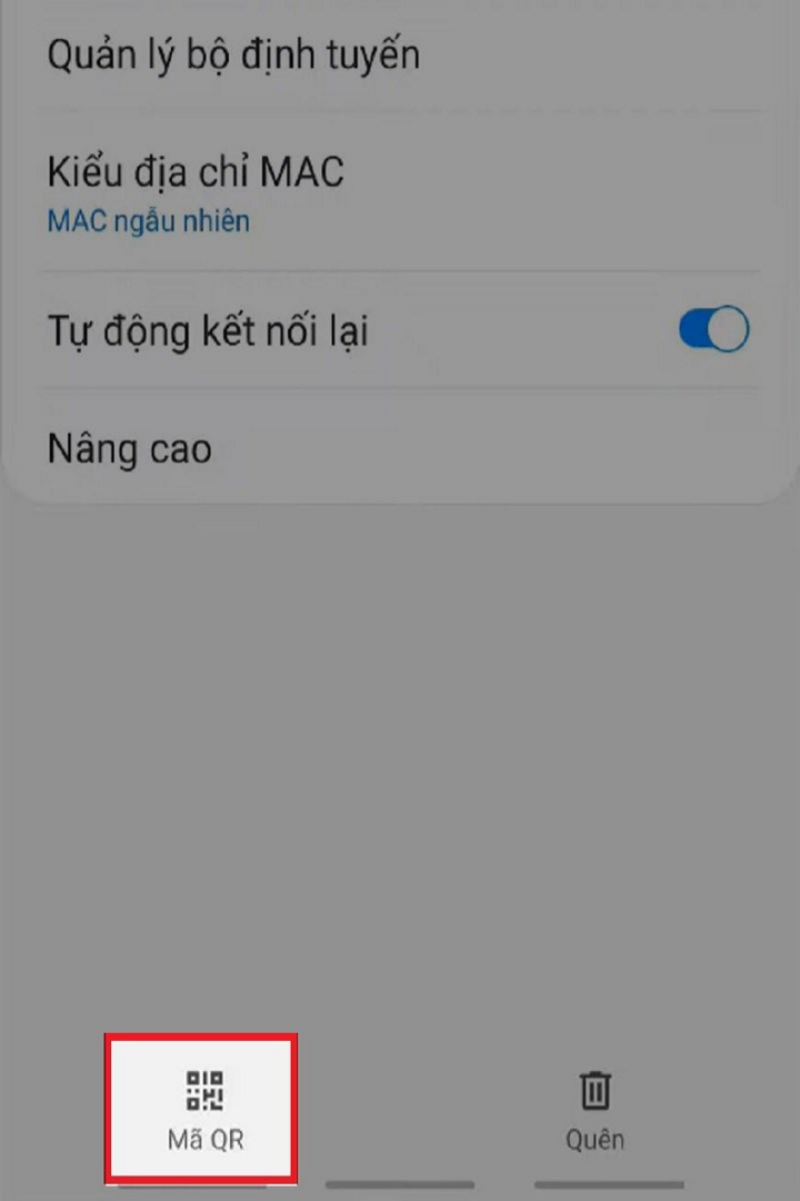 To display the QR code to share wifi, click on the QR code.