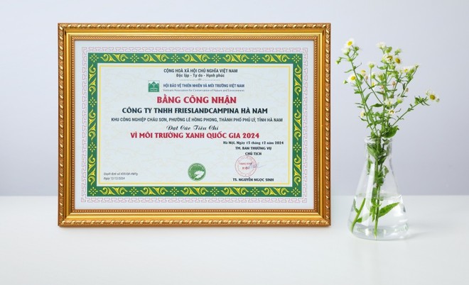 FrieslandCampina Hà Nam vinh dự là 1 trong 18 doanh nghiệp được trao bằng chứng nhận cho những đóng góp tích cực về môi trường