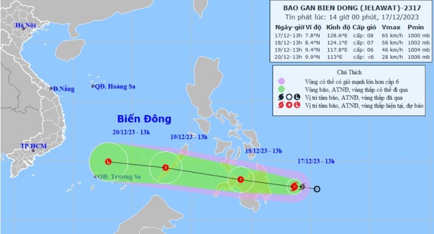 Bão Jelawat hướng vào Biển Đông, ít nguy cơ ảnh hưởng đến đất liền nước ta