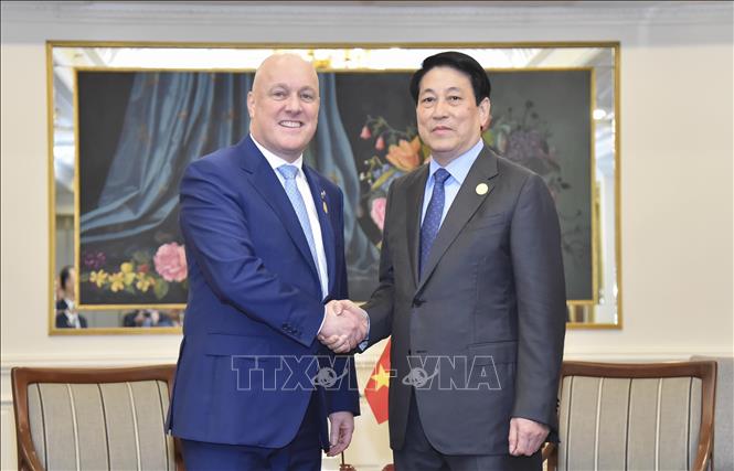 Le président Luong Cuong rencontre le Premier ministre néo-zélandais