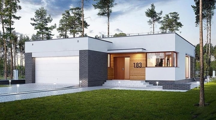 Los modelos de casas con techo plano en forma de L más populares hoy en día - 1