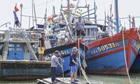 Los pescadores de Da Nang corren a la orilla y anclan sus barcos para evitar la tormenta Tra Mi