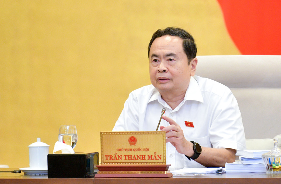 National Assembly Chairman Tran Thanh Man speaks at the meeting. Photo: Quochoi.vn