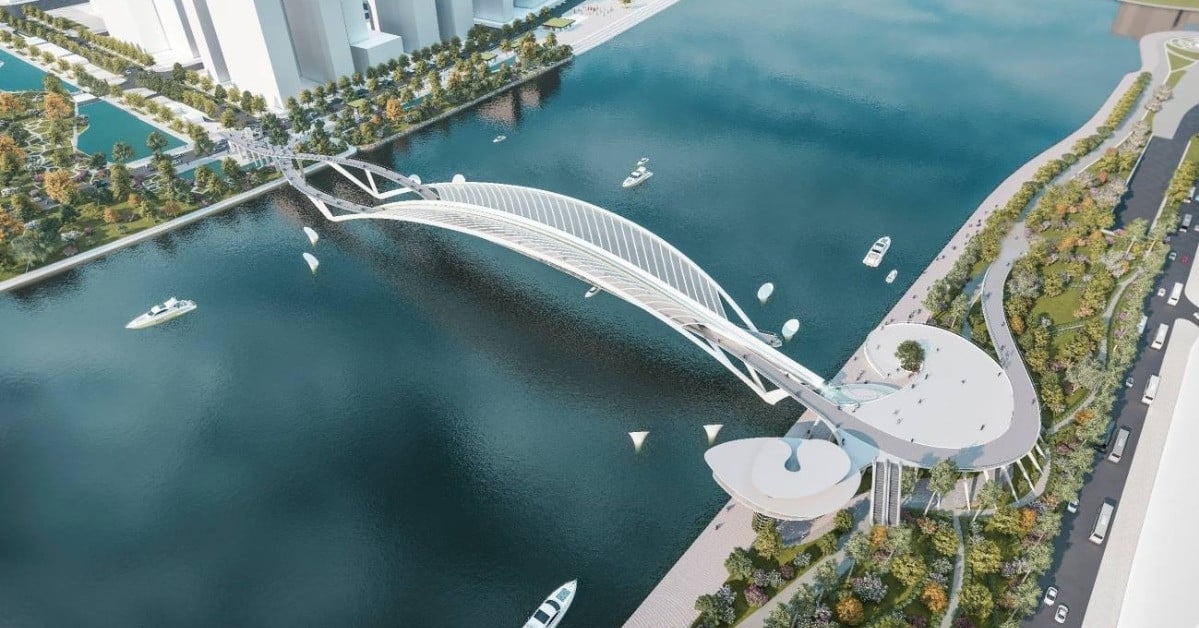 The water coconut leaf-shaped pedestrian bridge connecting the two banks of the Saigon River is a key project.