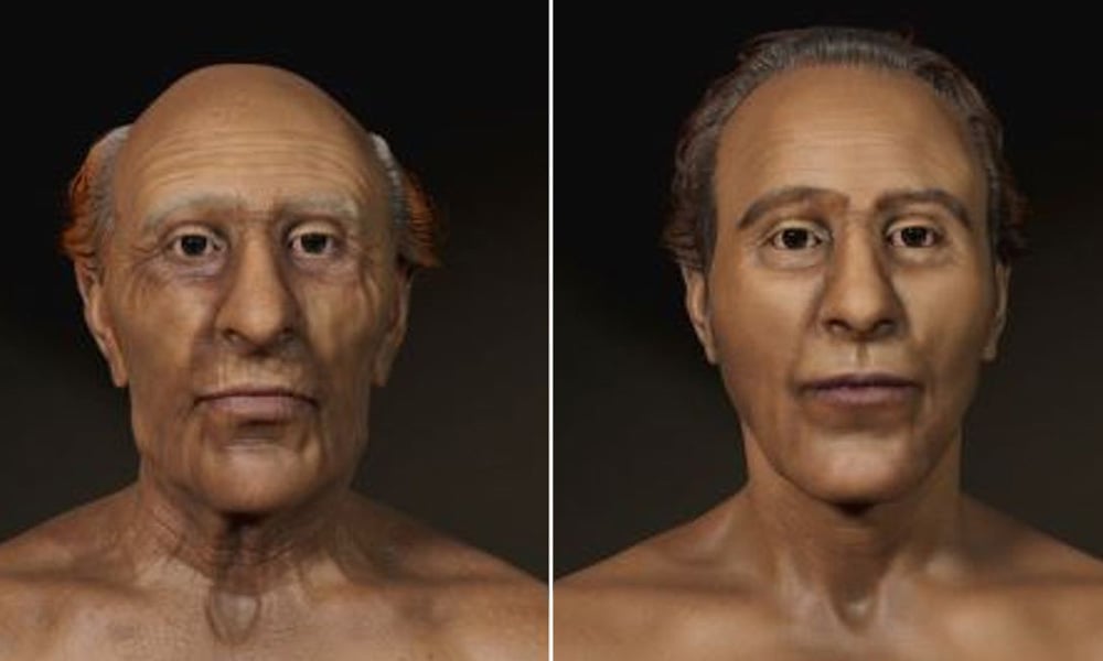 Reconstructed Egyptian pharaoh's face at various ages