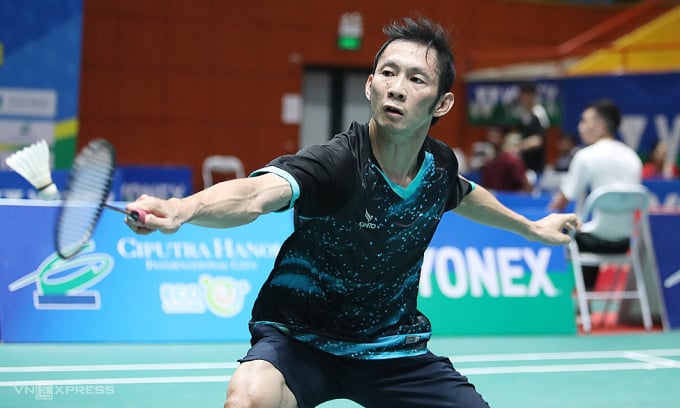 Nguyễn Tiến Minh tại giải Vietnam International Challenger ở Nhà thi đấu Tây Hồ, Hà Nội ngày 21/3/2023. Ảnh: Lâm Thỏa