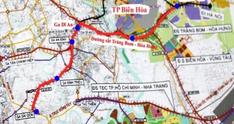 Die Eisenbahnlinien An Binh – Thu Thiem und Thu Thiem sind in der Planung nicht berücksichtigt.