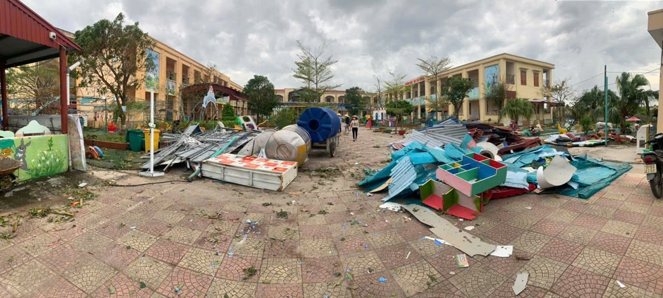 De nombreuses écoles ont été gravement endommagées. Photo : Vinh Quan