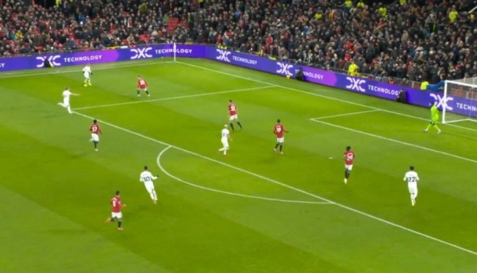 La défense de Manchester United a laissé trop d'espaces au milieu dans la situation qui a conduit à l'égalisation 2-2 de Tottenham le 14 janvier. Capture d'écran