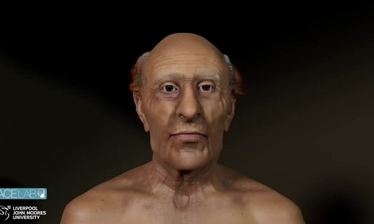 Reconstructed Egyptian pharaoh's face at various ages