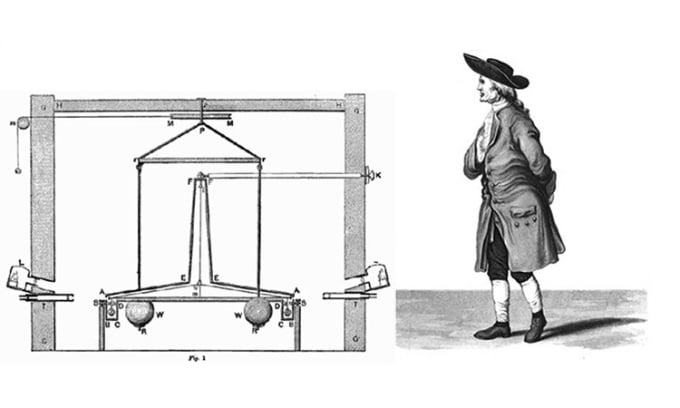 Иллюстрация ученого Генри Кавендиша и его эксперимента по взвешиванию Земли. Фото: Викимедиа