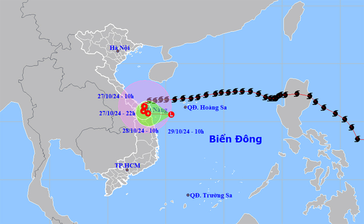 Forecast of the path and affected areas of storm No. 6. (Source: NCHMF)