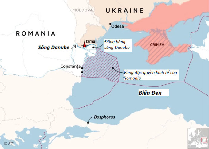 Localisation du Danube et de la région de la mer Noire. Graphiques : FT