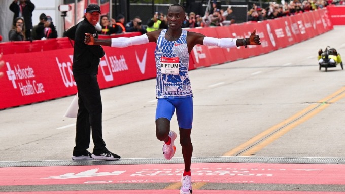 Kiptum finished first in the Chicago Marathon and set a new world record of 2 hours 0 minutes 35 seconds on October 8. Photo: AFP