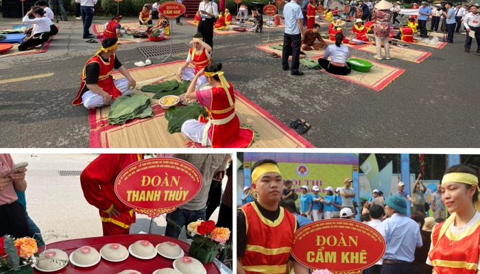 Chung cake wrapping and Giay cake pounding contest - Symbol of filial piety