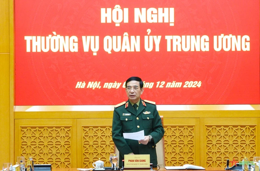 Đại tướng Phan Văn Giang chủ trì Hội nghị Thường vụ Quân ủy Trung ương. (Nguồn: Quân đội Nhân dân)