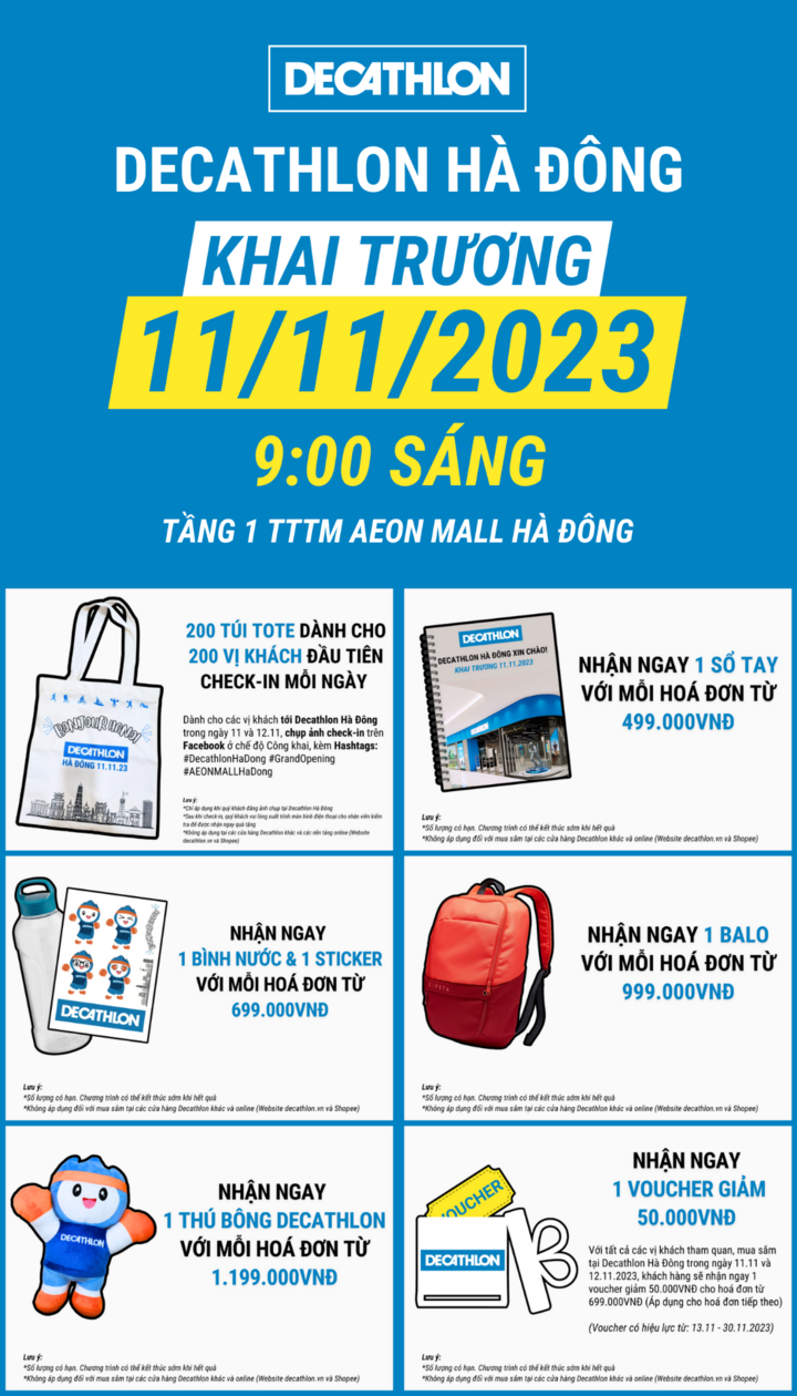 Programa de apertura del Decathlon Ha Dong del 11 al 12 de noviembre.