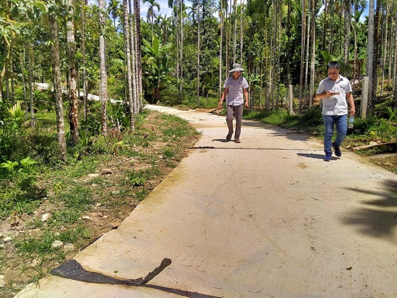 Construcción de una carretera de hormigón en el grupo 8 (aldea 1, comuna de Tien Lanh, Tien Phuoc): los residentes que supervisan el enfrentamiento con la unidad de construcción | PERIÓDICO EN LÍNEA DE QUANG NAM