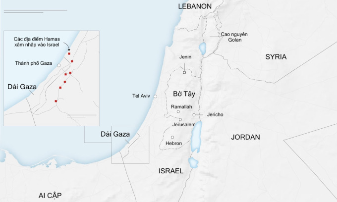 場所：レバノン、イスラエル、ガザ地区。グラフィック：CNN