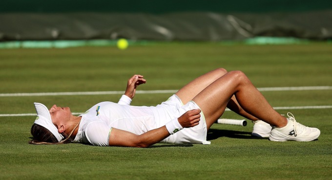 Tsurenko estaba exhausta después de un partido de tres horas y 40 minutos en la cancha 14. Foto: Reuters