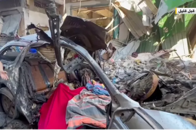 The car carrying Haniyeh's children and grandchildren was completely destroyed in the airstrike. Photo: Al Jazeera