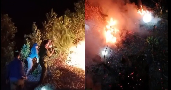 Cientos de personas intentaron apagar el incendio forestal durante la noche.