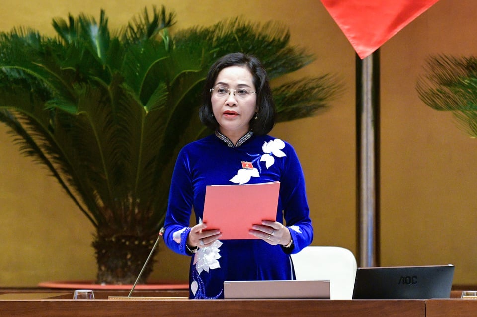 La vice-présidente de l'Assemblée nationale, Nguyen Thi Thanh, a prononcé un discours de clôture lors de la réunion. Photo: Quochoi.vn