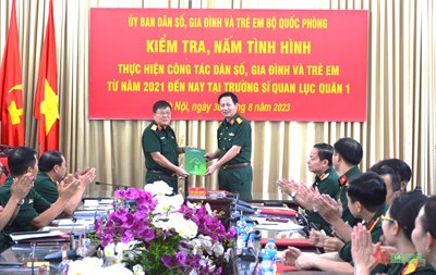 Ủy ban Dân số, gia đình và trẻ em Bộ Quốc phòng kiểm tra, nắm tình hình tại Trường Sĩ quan Lục quân 1