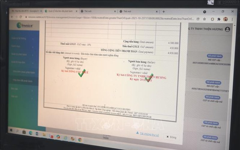 Electronic invoices generated from cash registers: Transparency in sales transactions