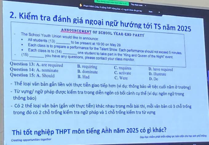 បំពេញប្រភេទសេចក្តីជូនដំណឹង/ការផ្សាយពាណិជ្ជកម្មក្នុងរូបភាពប្រឡងភាសាបរទេសបញ្ចប់វិទ្យាល័យឆ្នាំ 2025 រូបថត៖ Binh Minh