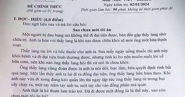 Kiểm điểm giáo viên ra đề thi văn lớp 8 có ngữ liệu 'nhạy cảm'